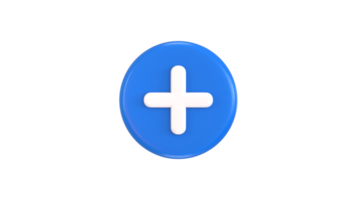 Plus button icon 3d render png