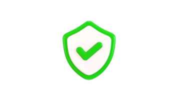 Right mark with protect shield icon 3d rendering verified icon png