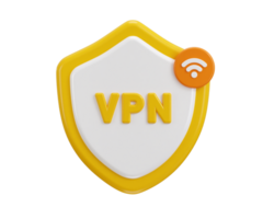Safe VPN icon with protect shield icon concept of internet security icon 3d render png
