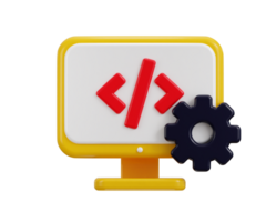 Computer and program code development coding icon screen IT technologies website programming project data programming software engineer icon png