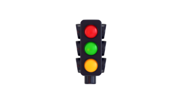 3d traffic light with Changing Light, Traffic signal with Red, Yellow, and Green Light 3d render png