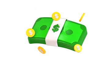 3d Money icon with dollar coin icon 3d rendering illustration png
