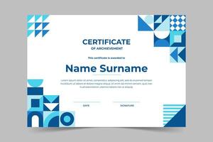 Modern elegant colorful certificate template with geometric shape vector
