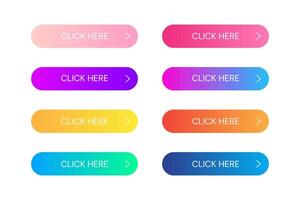 Collection of gradient colorful click buttons for web design and mobile devices. illustration vector