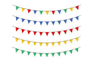 Colorful triangular flag decoration with rope vector
