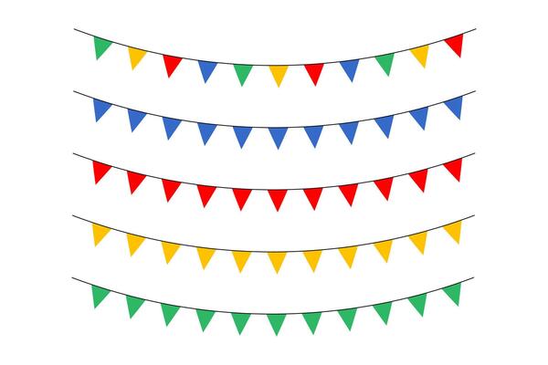 Colorful triangular flag decoration with rope