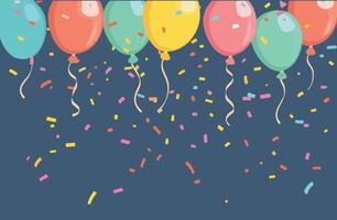 illustration of colorful balloons and confetti. vector