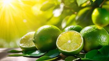 A bunch of limes sitting on top of a wooden table video