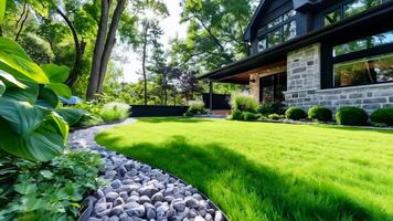 A house with a stone path leading to the front yard video