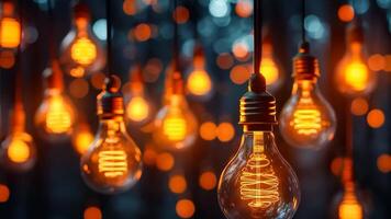 A bunch of light bulbs hanging from a string of lights video