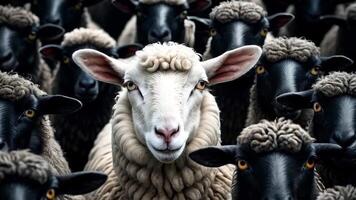 A herd of sheep standing next to each other in a field video