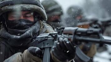 A man in a military uniform holding a machine gun video
