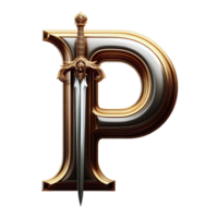The letter p with a sword and a crown png