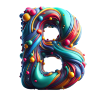 3d letter b made of colorful paint png