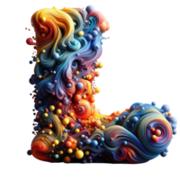 The letter l is made of colorful swirls png