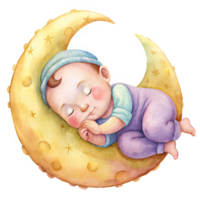 Sweet Baby Resting on Crescent Moon png