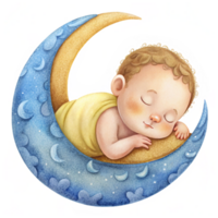 Newborn Dreaming on Crescent Moon png