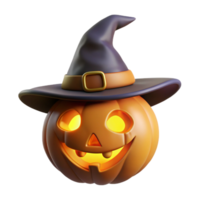 Glowing Pumpkin with Witch Hat for Halloween png