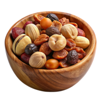 Rustic Bowl of Mixed Nuts and Dried Fruits png