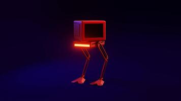 futuristic sci fi robot with neon glowing lights. technology, science, technology and innovation concept. video