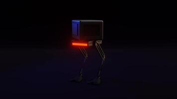 futuristic sci fi robot with neon glowing lights. technology, science, technology and innovation concept. video