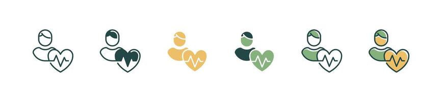 human heartbeat pulse icon set patient cardiogram monitoring hospital heart beat analysis illustration for web and app vector