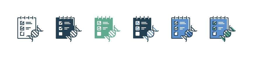 dna genetic with checklist gene molecular research icon set chromosome genome checkmark clipboard illustration for web and app vector