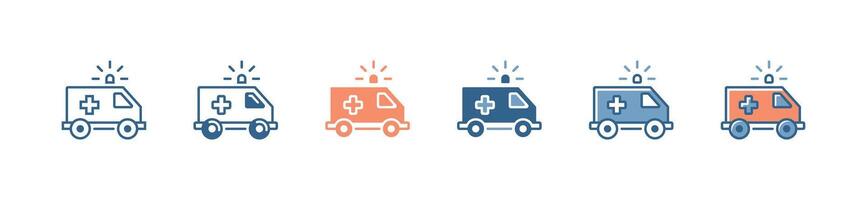 ambulance icon set hospital emergency transportation rescue car transport service illustration for web and app vector