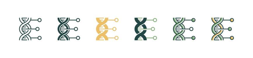simple dna genetic biotechnology icon set molecular chromosome helix curve science research illustration vector