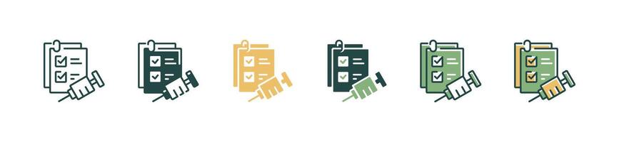 checklist virus syringe vaccine medical check-up icon set health care injection treatment document illustration vector