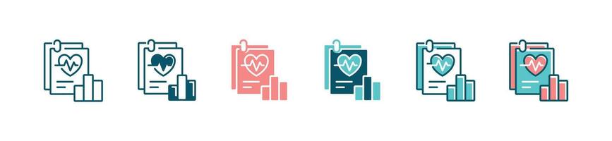 patient cardiology checkup medical report icon set health care diagnoses record illustration with bar chart sign design vector