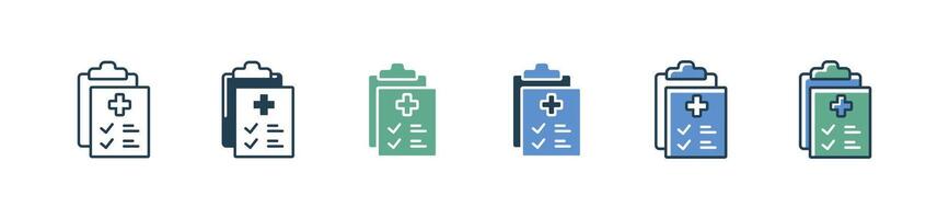 patient medical report clipboard icon set health check up diagnosis information checklist illustration for web and app vector