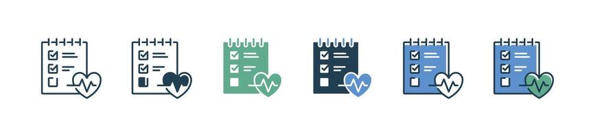 medical diagnosis report icon set checklist information health check up clipboard illustration for web and app vector