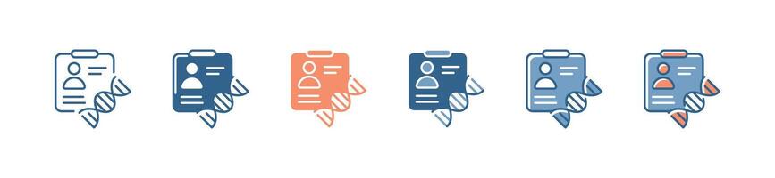 people dna genetic document icon set the patient chromosome gene biotechnology data information symbol illustration for web and app vector