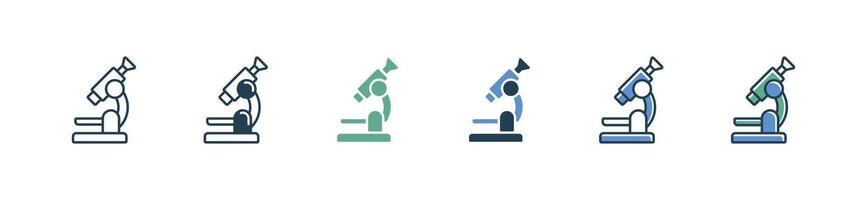 microscope icon set microbiology laboratory science equipment illustration for web and app vector