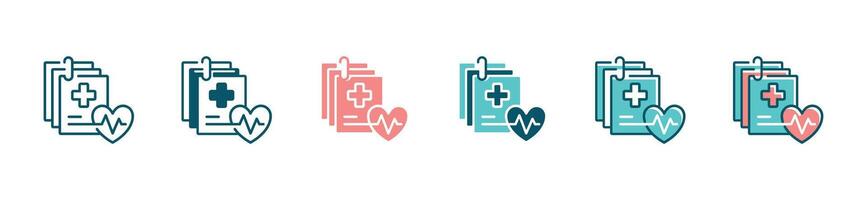 medical check-up diagnosis clipboard icon set health care cardiogram heart record illustration for web and app design vector