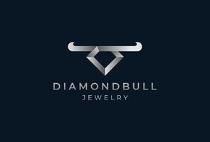 Diamond jewelry logo, diamond with bull horn combination, usable for brand and company logos, jewelry logo design template element vector