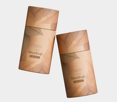 Cardboard Product Package, Round Container Box For Mock Up And Template Design. psd