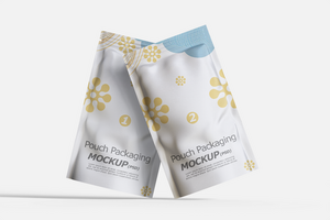 Mock up of an empty white food zip bag standing up, isolated on white background psd