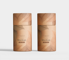 paper tube push up tin can mockup template on isolated white background, ready for design presentation, 3d illustration psd