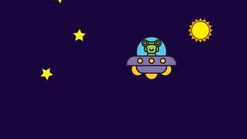 animation about ufo flying in outer space video