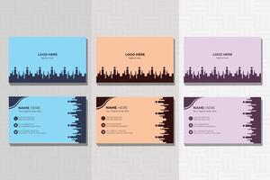 Modern Business Card template with geometric shapes, waves for business, technology. Simple and clean design with a logo and a place 04 vector