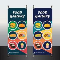 Fast-Food rollup template design set with orange, red and yellow color. marketing, business proposal, promotion, advertise, publication, new digital marketing rollup set. vector