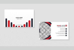 Modern Business Card template with geometric shapes, waves for business, technology. Simple and clean design with a logo and a place. vector