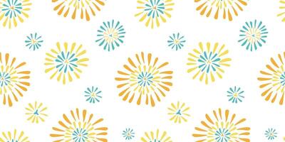 Seamless pattern with abstract flowers, sunburst shapes. vector