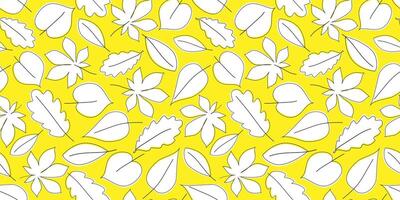 Seamless pattern with abstract silhouettes of lined leaves. Autumn monochrome print. vector