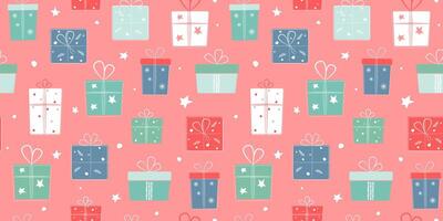 Seamless pattern with gift boxes. Festive print for packaging, textiles. vector