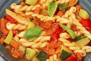 Vegetable soup with macaroni, Minestrone. photo