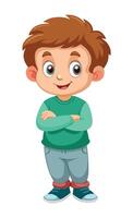 Young boy smiling and folding his arms with confidence vector