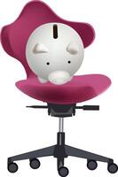 Piggy bank sitting on a chair symbolizing saving money vector
